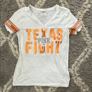 PINK Victoria's Secret White and Orange Texas Fight Tee